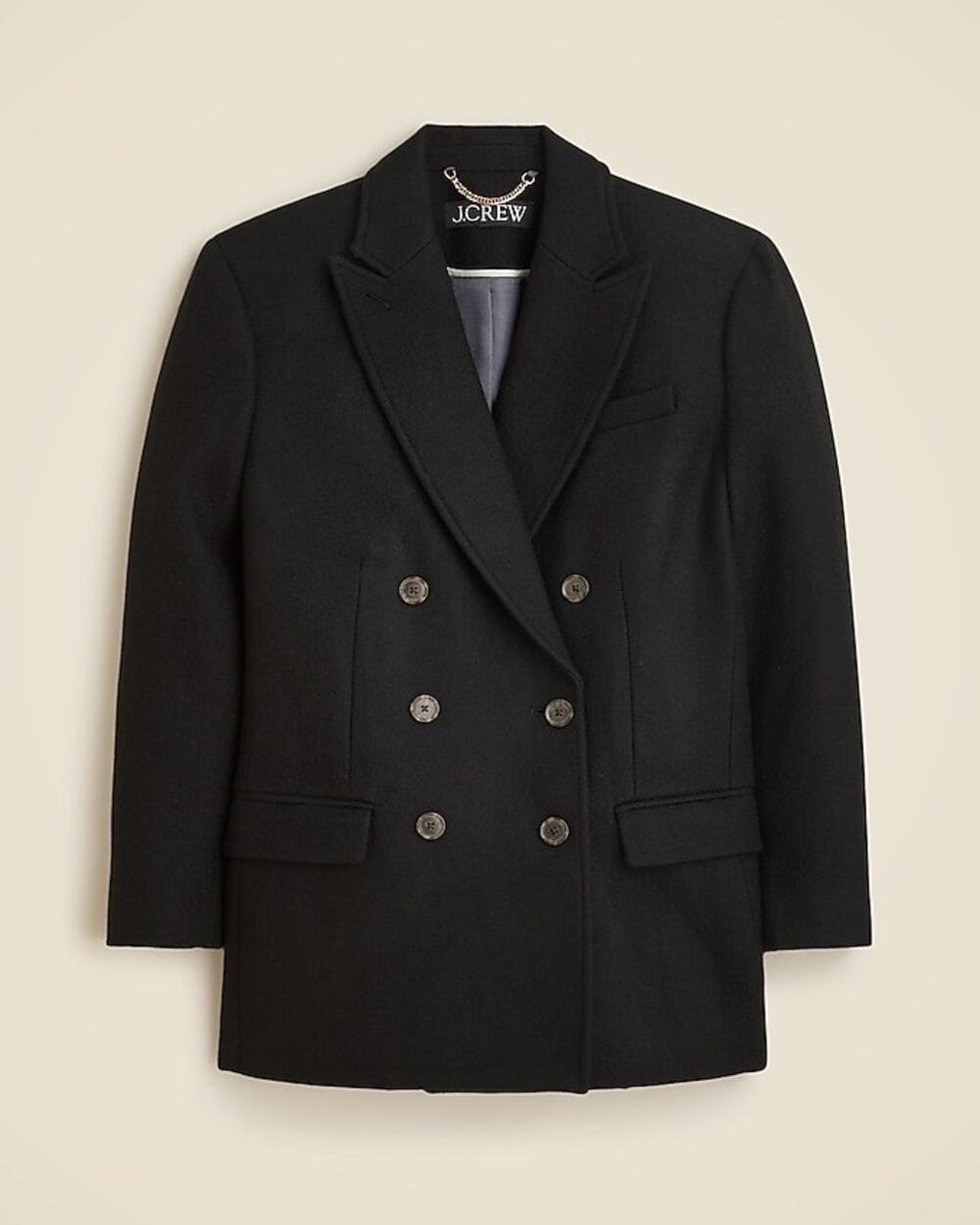 J.Crew Tailored peacoat in Italian wool-blend Melton Black Sz 2